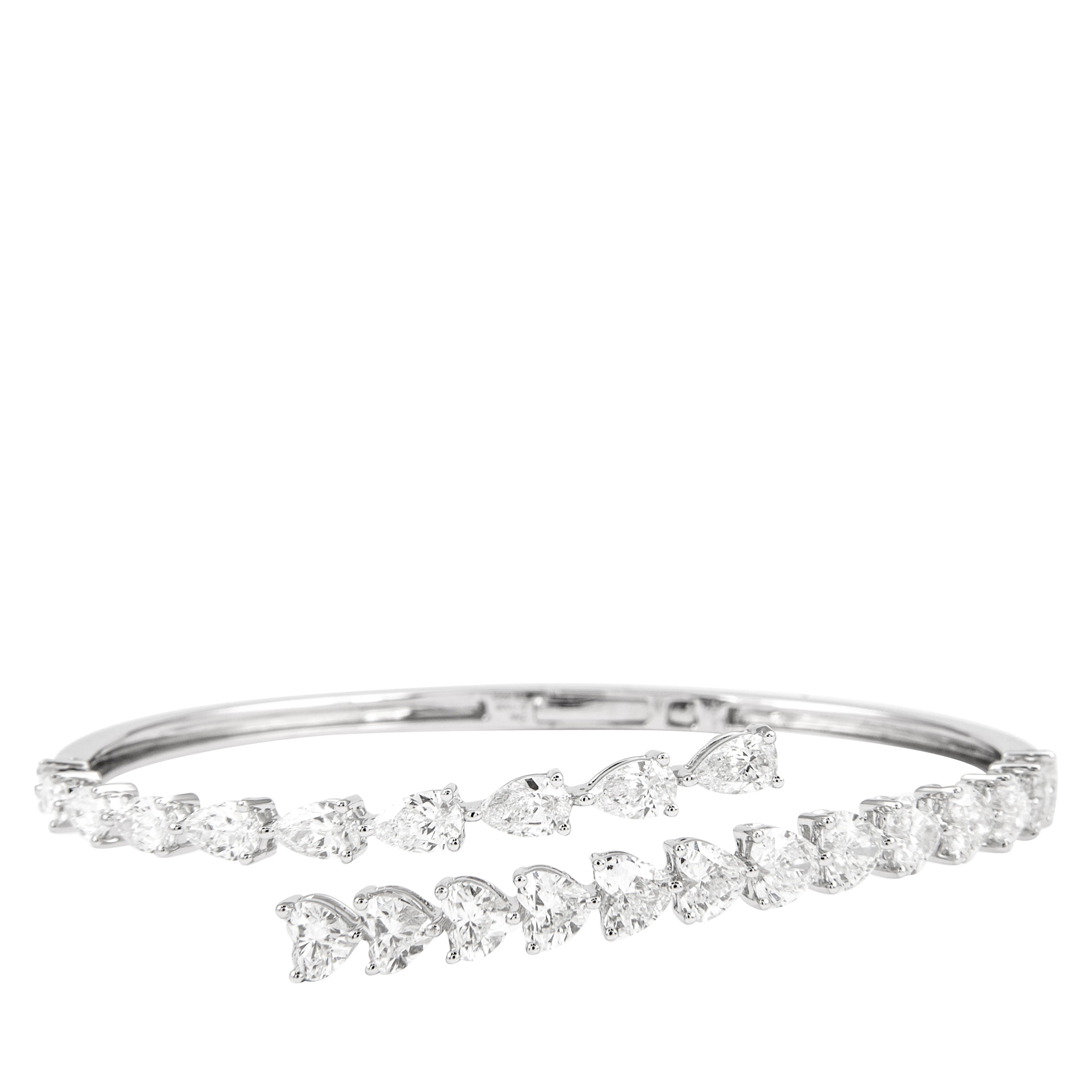 White Gold and 6.50ct Diamond Bypass Bangle Bracelet