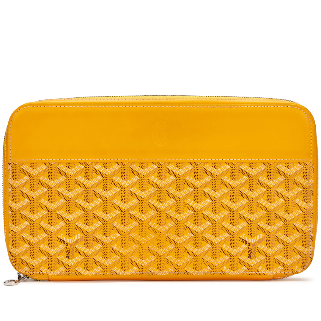 Yellow Goyardine Canvas and Chevroches Calfskin Matignon GM Wallet