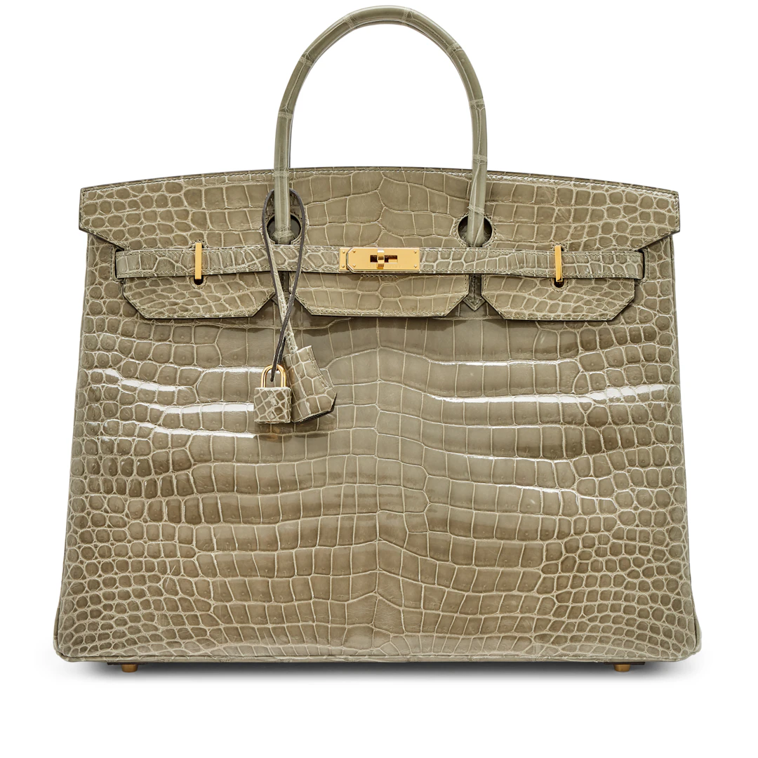 Gris Tourterelle Shiny Porosus Crocodile Birkin 40 Gold Hardware, 2016