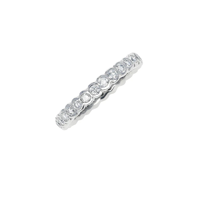 White Gold and 0.85ctw Round Brilliant Cut Diamond Eternity Band Ring
