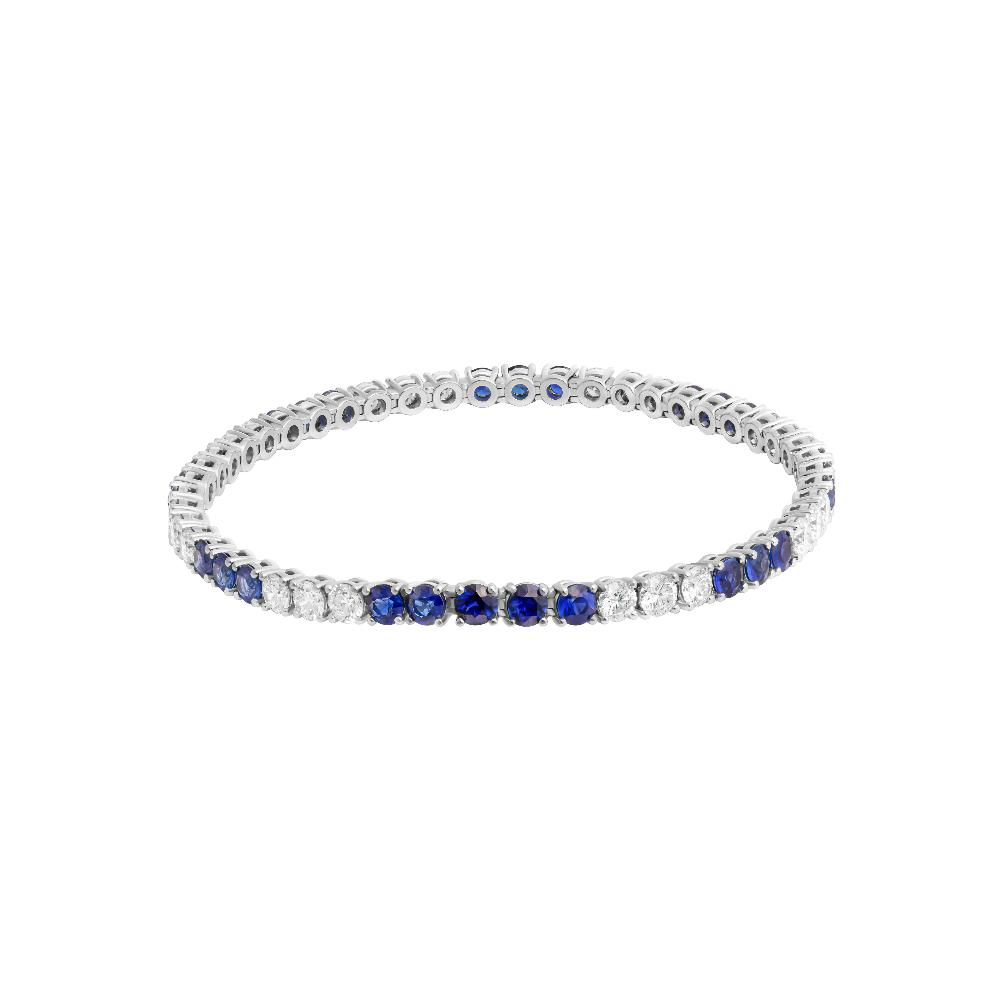 Platinum, 4.75ctw Sapphire and 2.85ctw Diamond Tennis Bracelet