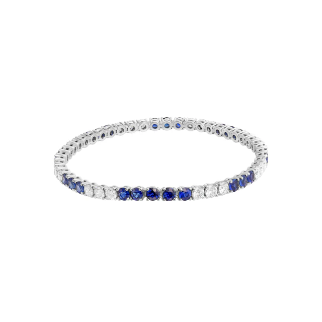 Platinum, 4.75ctw Sapphire and 2.85ctw Diamond Tennis Bracelet