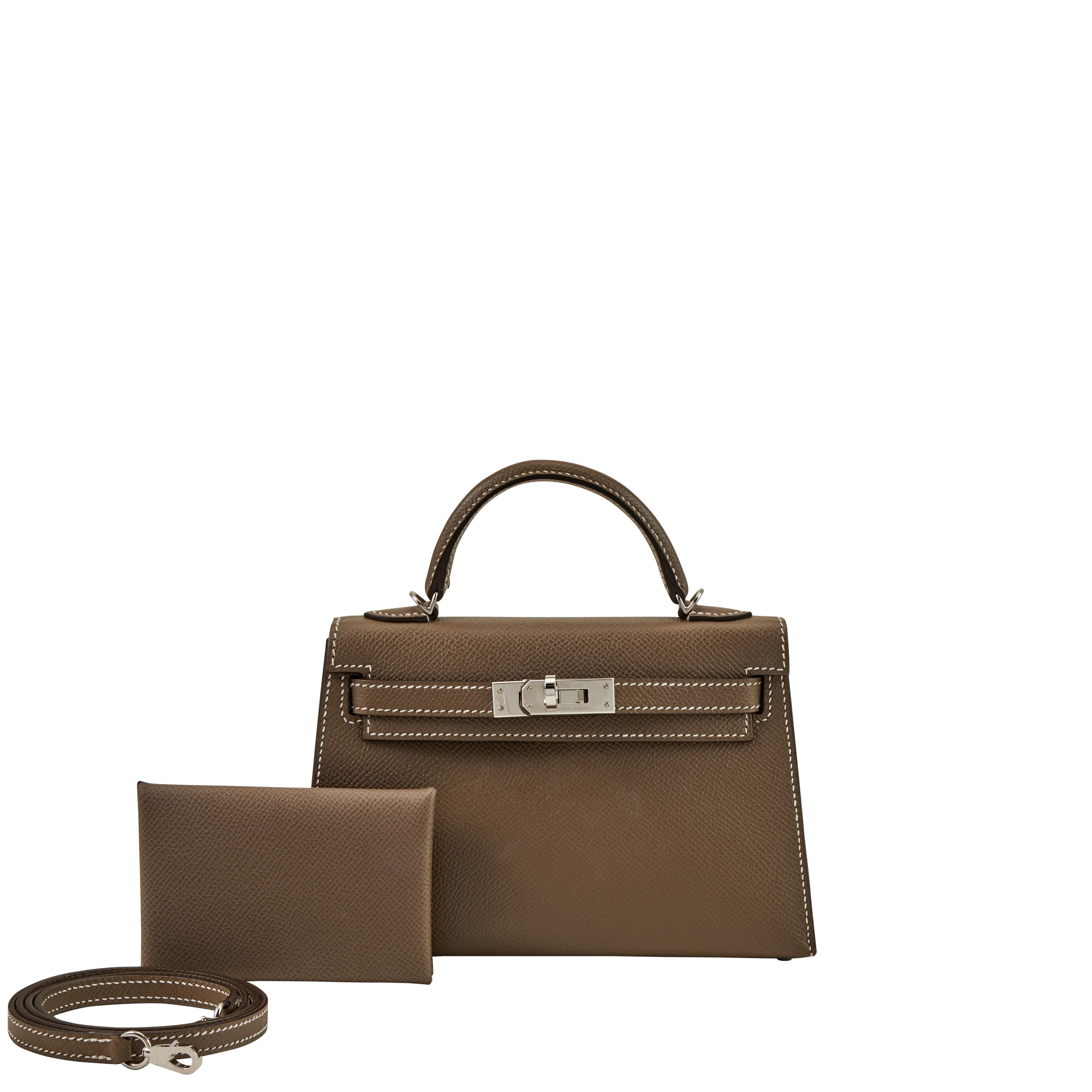 Etoupe Epsom Mini Kelly II 20 HSS Palladium Hardware, 2019 and Etoupe
