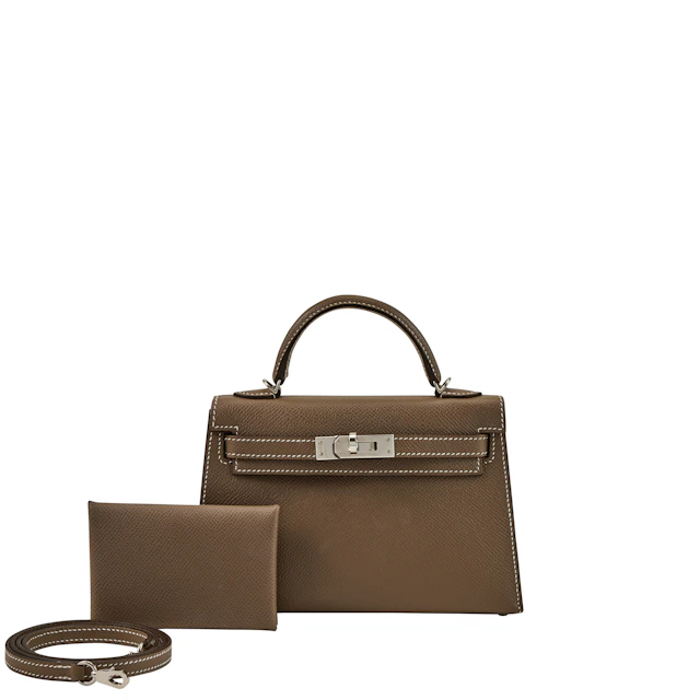 Etoupe Epsom Mini Kelly II 20 HSS Palladium Hardware, 2019 and Etoupe