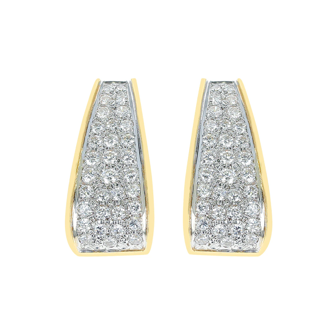Gold, White Gold and Diamond Hoop Earclips