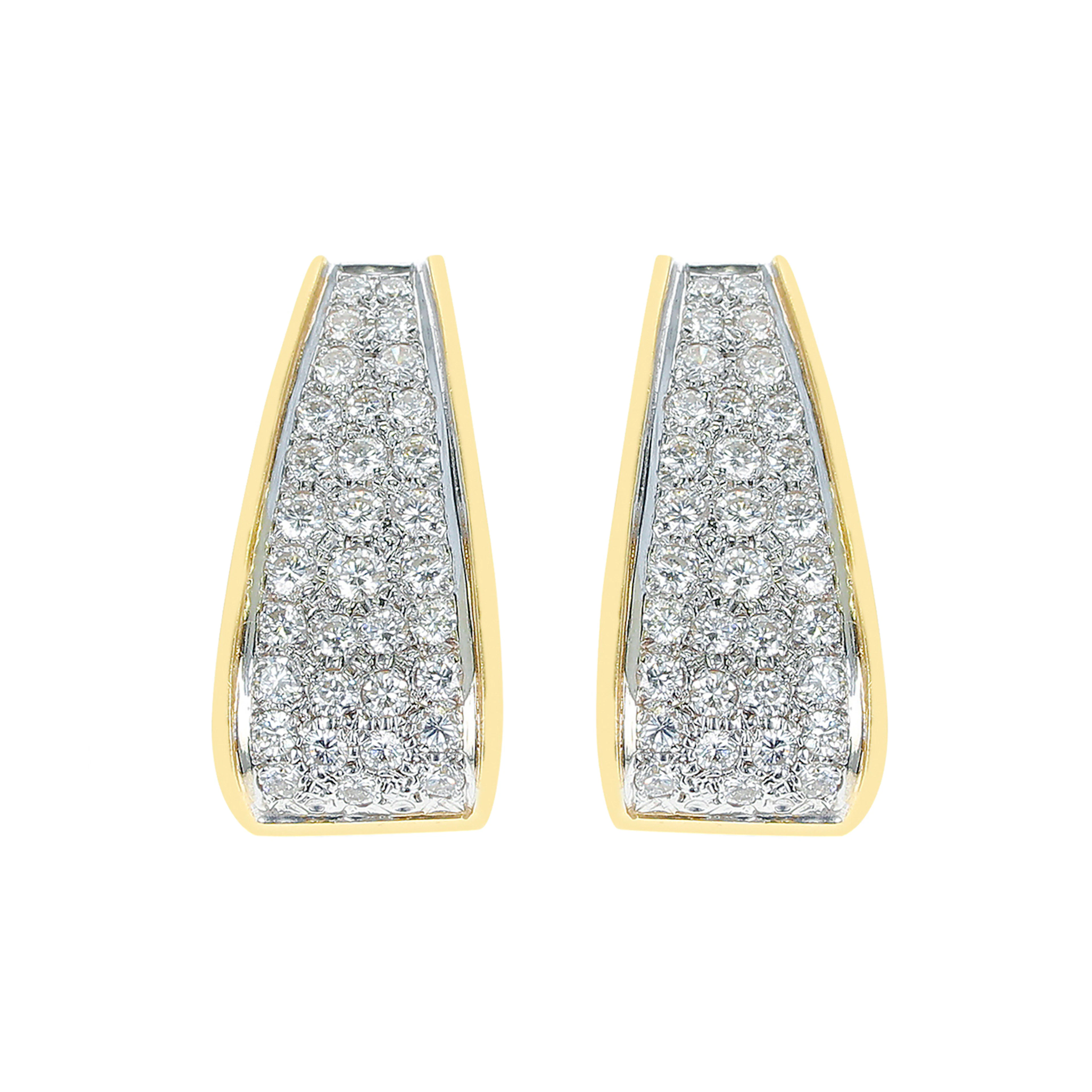 Gold, White Gold and Diamond Hoop Earclips