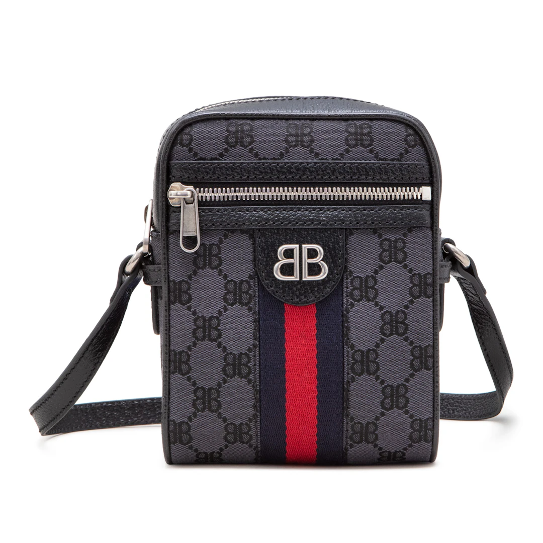 Black Monogram Jacquard Canvas Hacker Shoulder Zip Bag Silver Hardware, 2021