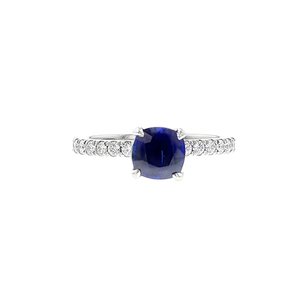 Platinum, 1.46ct Burmese Sapphire and Diamond Ring