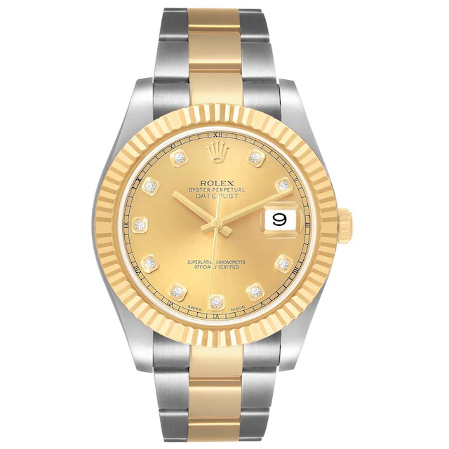 Datejust (Reference 116333). A 41mm yellow gold stainless steel diamond-set