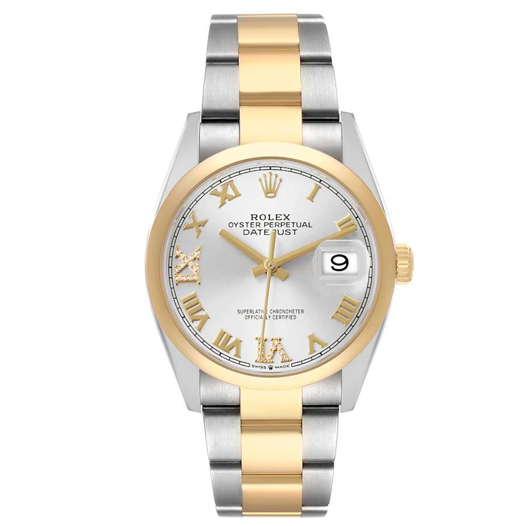 Datejust (Reference 126203). A 36mm yellow gold diamond-set stainless