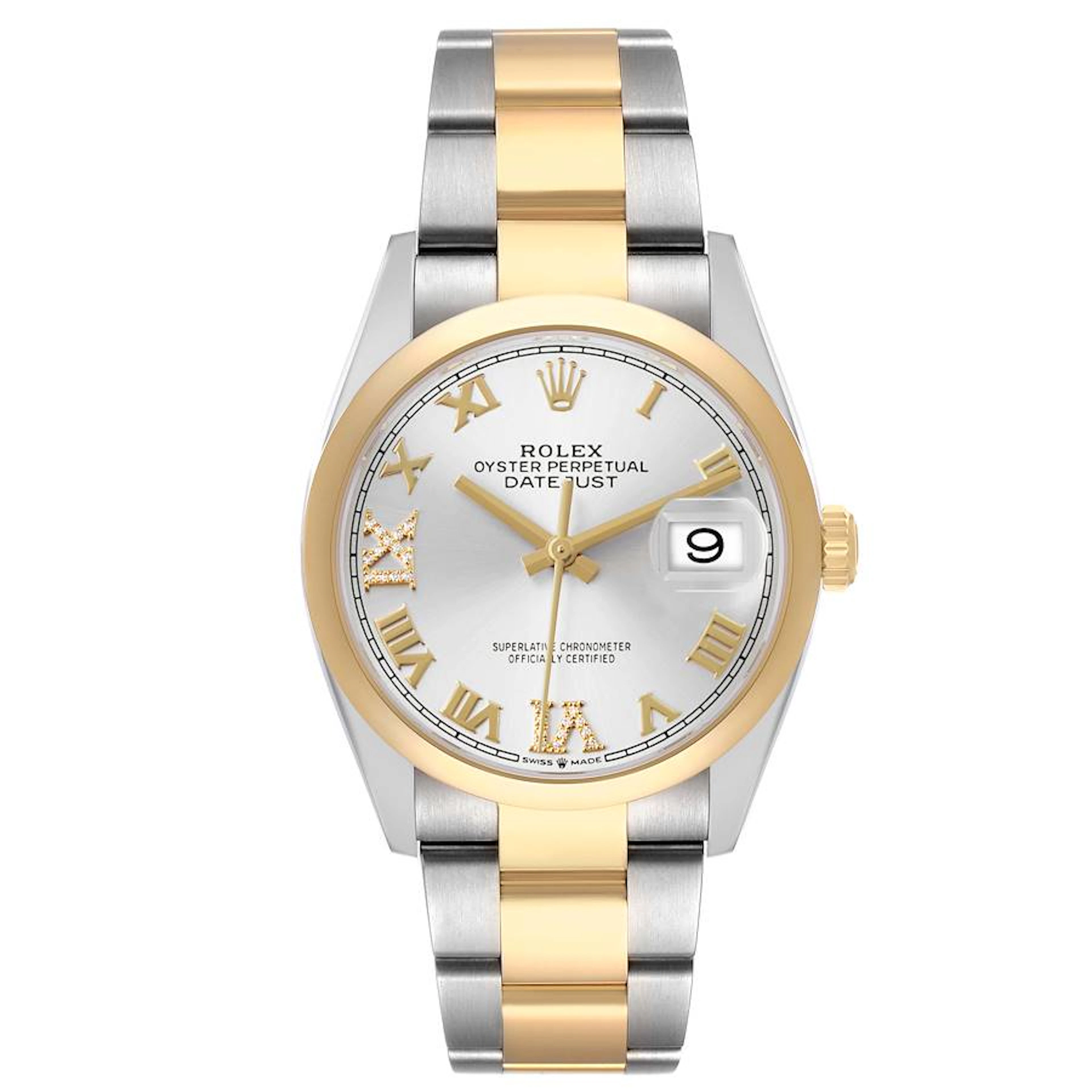Datejust (Reference 126203). A 36mm yellow gold diamond-set stainless