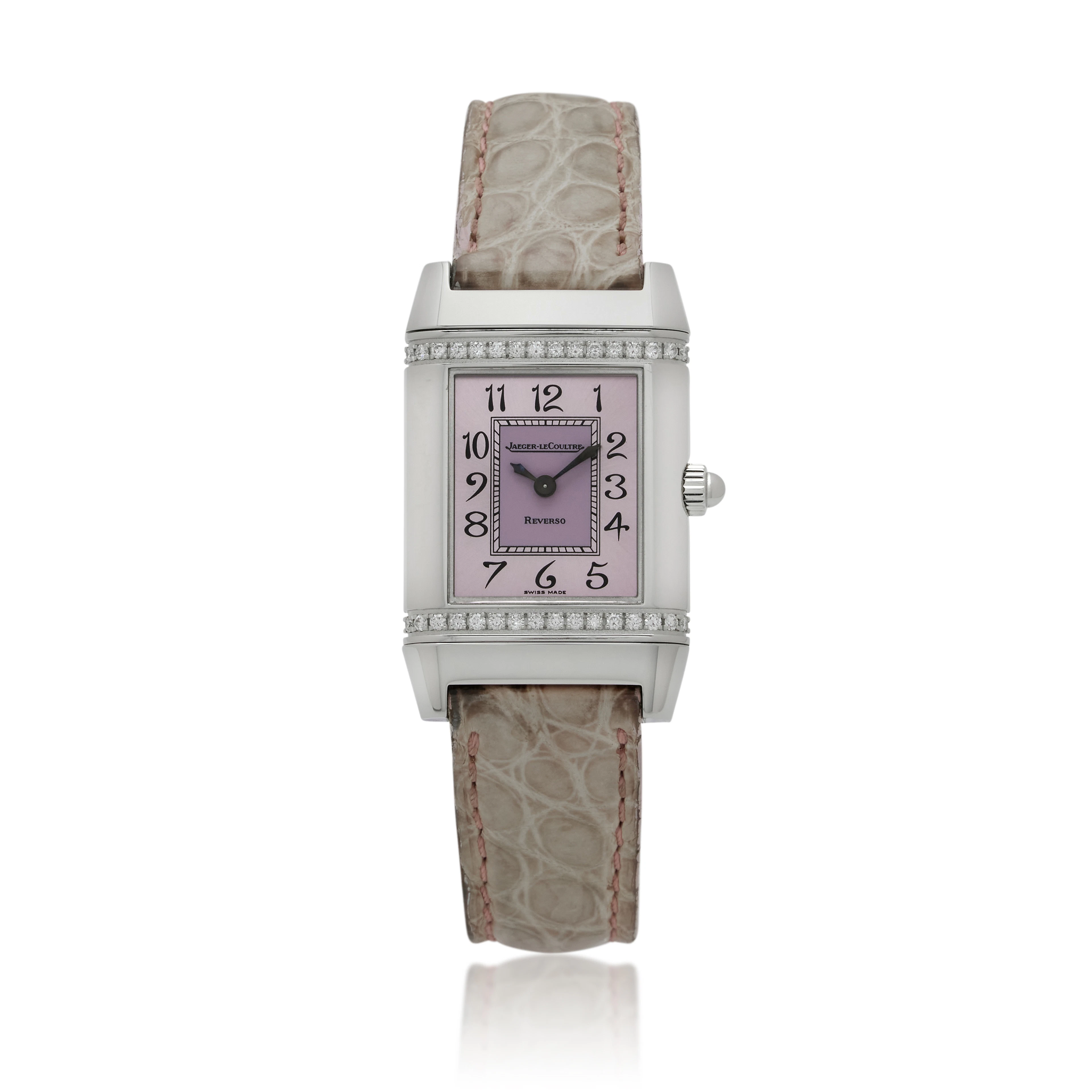 Reverso Florale (Reference 265.8.08). A 33mm stainless steel diamond