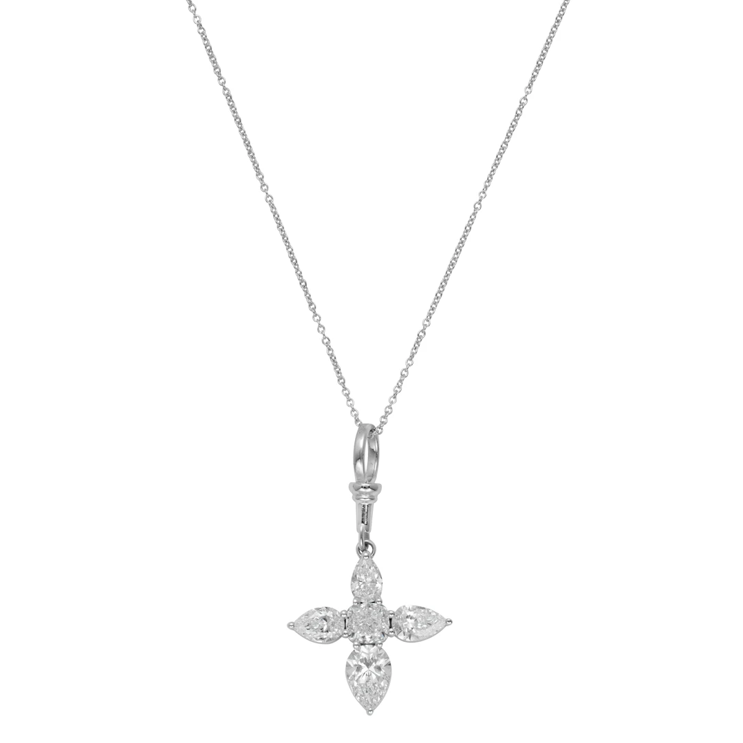 White Gold and Diamond Cross Pendant Necklace
