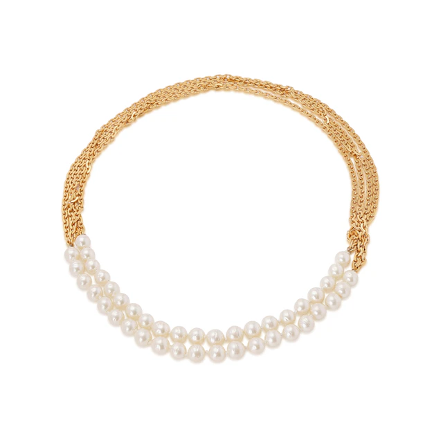 Imitation Pearl and Gold Metal Necklace, 1994