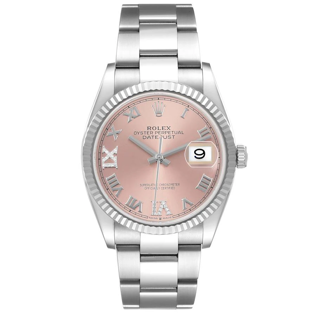 Datejust (Reference 126234). A 36mm white gold stainless steel diamond-set