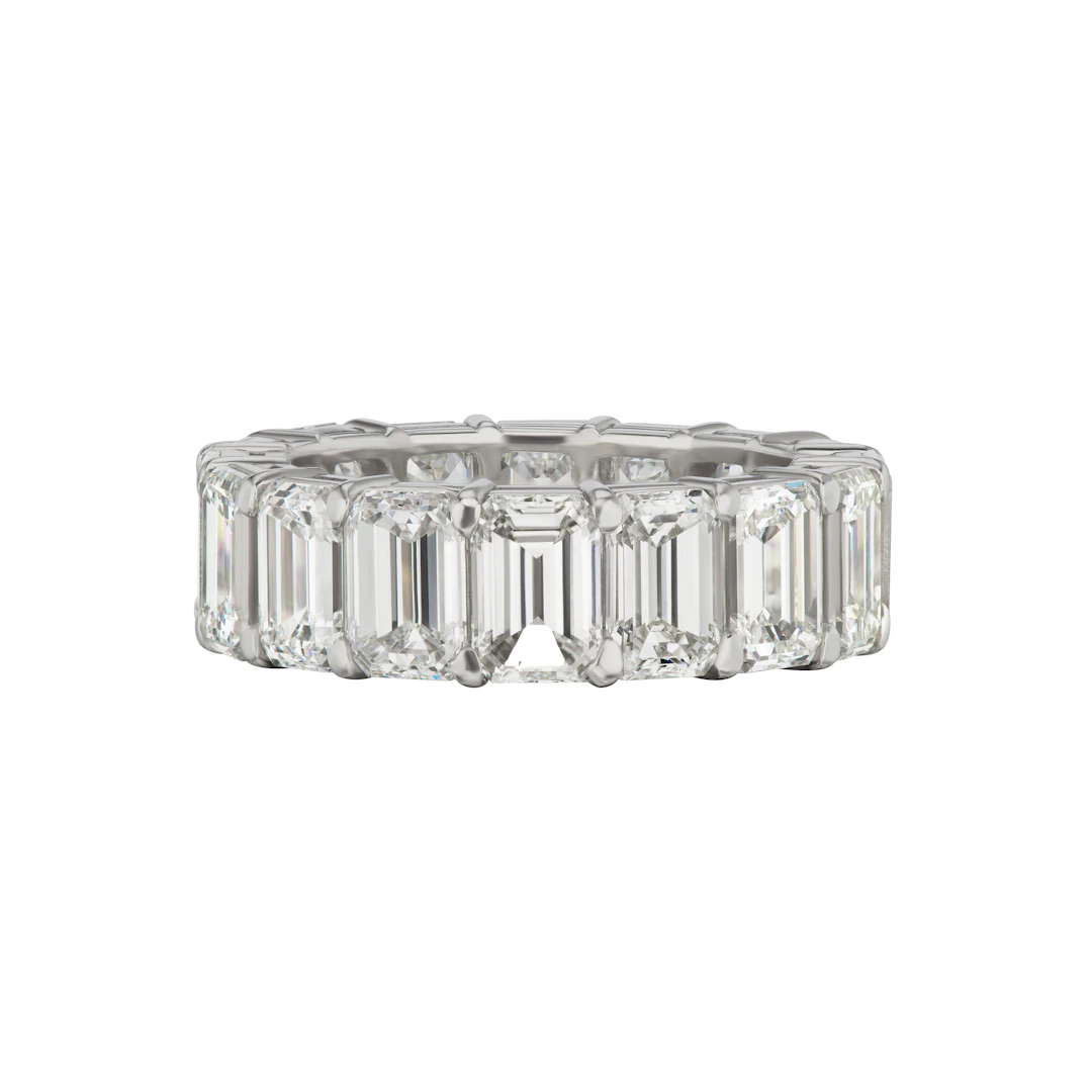 Platinum and 7.50ctw Emerald Cut Diamond Eternity Band Ring