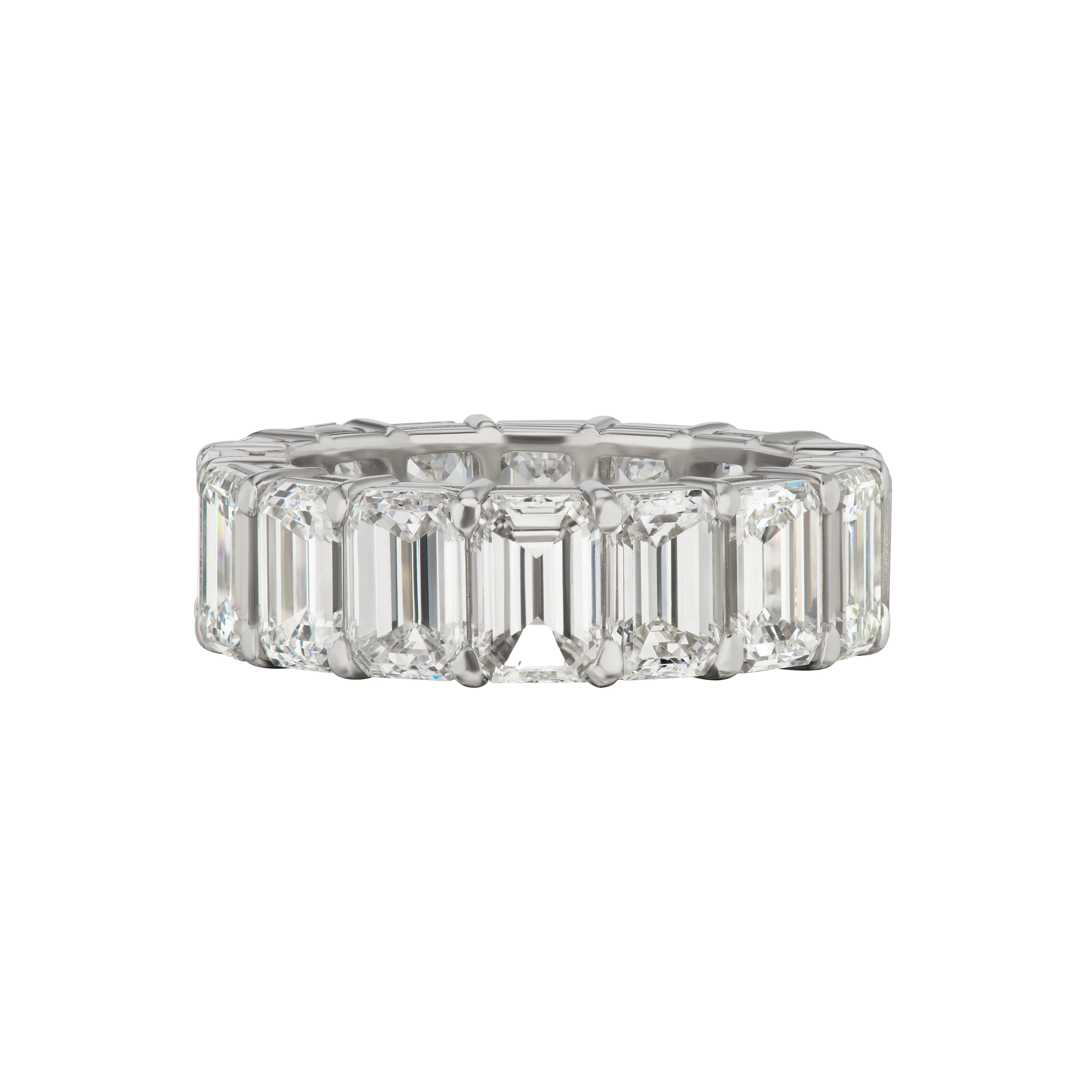 Platinum and 7.50ctw Emerald Cut Diamond Eternity Band Ring