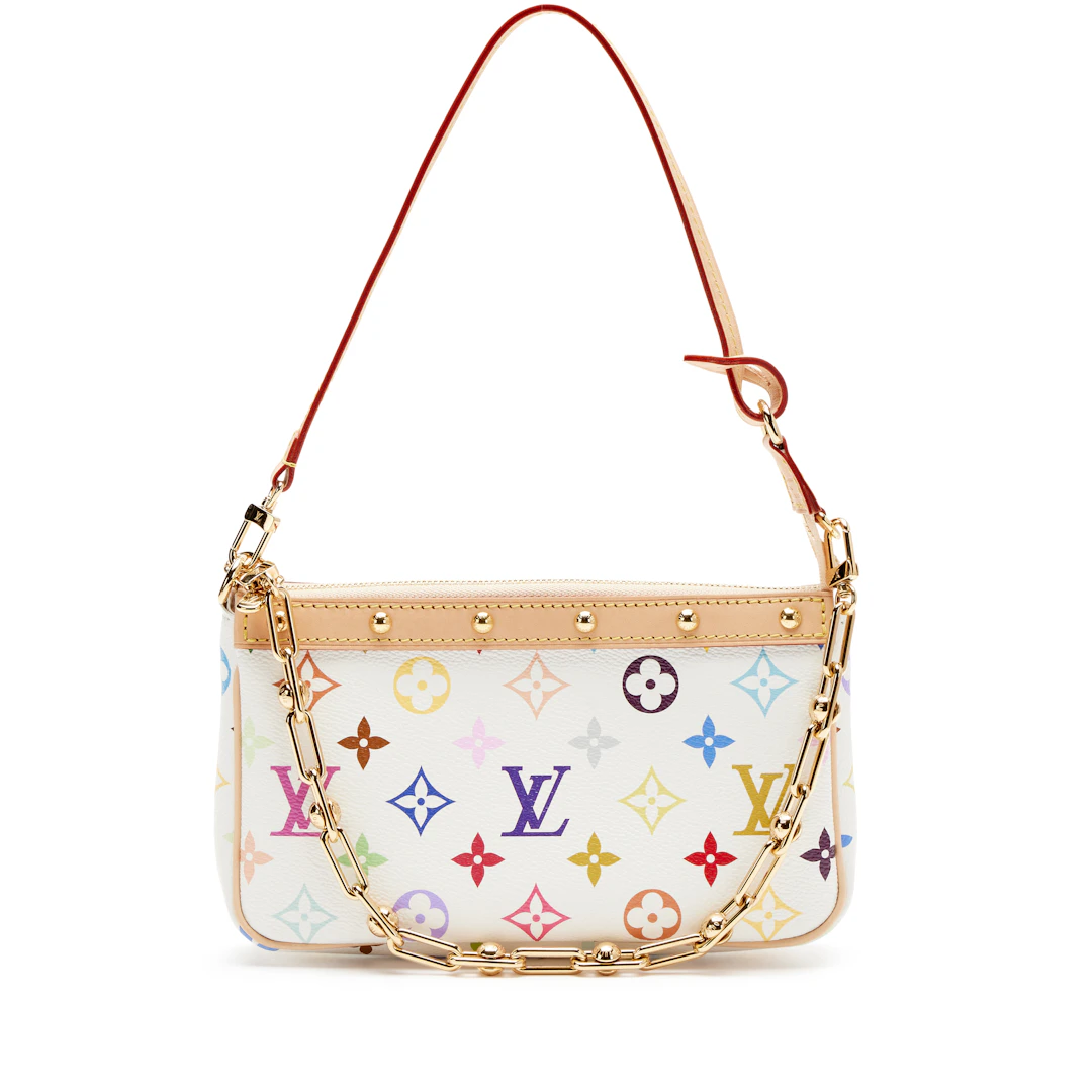 Takashi Murakami White Multicolore Monogram Coated Canvas Pochette