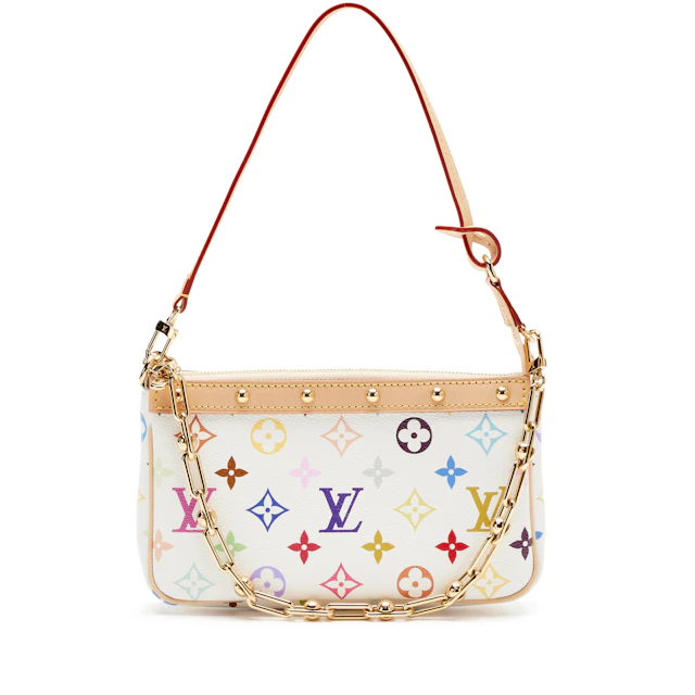 Takashi Murakami White Multicolore Monogram Coated Canvas Pochette