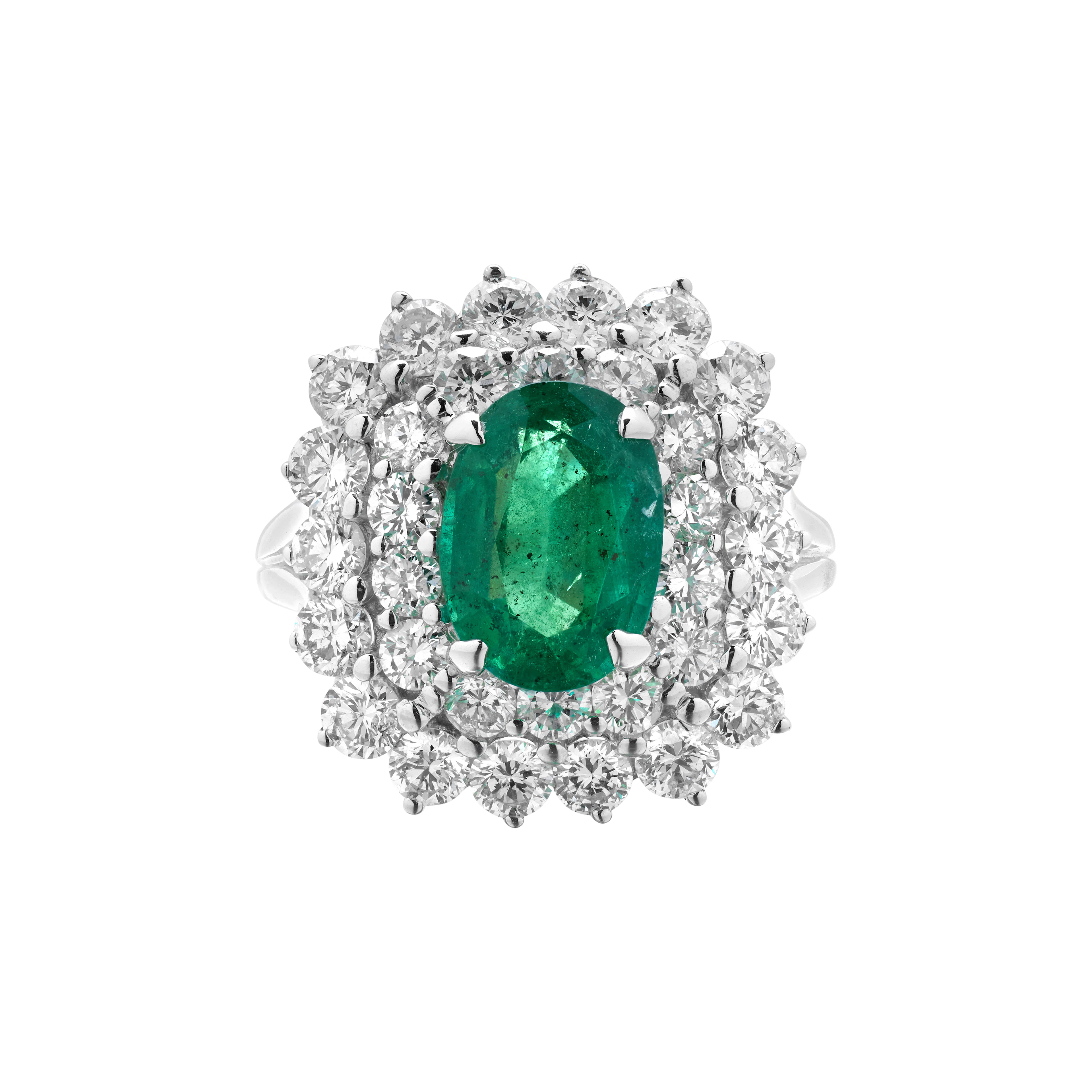 White Gold, 2.31ct Zambian Emerald and Diamond Ring