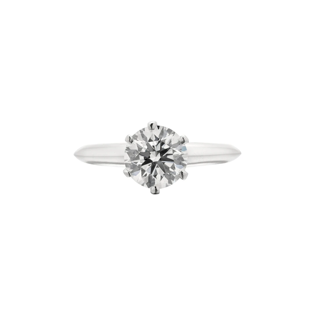 Platinum and 1.18ct Round Brilliant Cut Diamond Engagement Ring