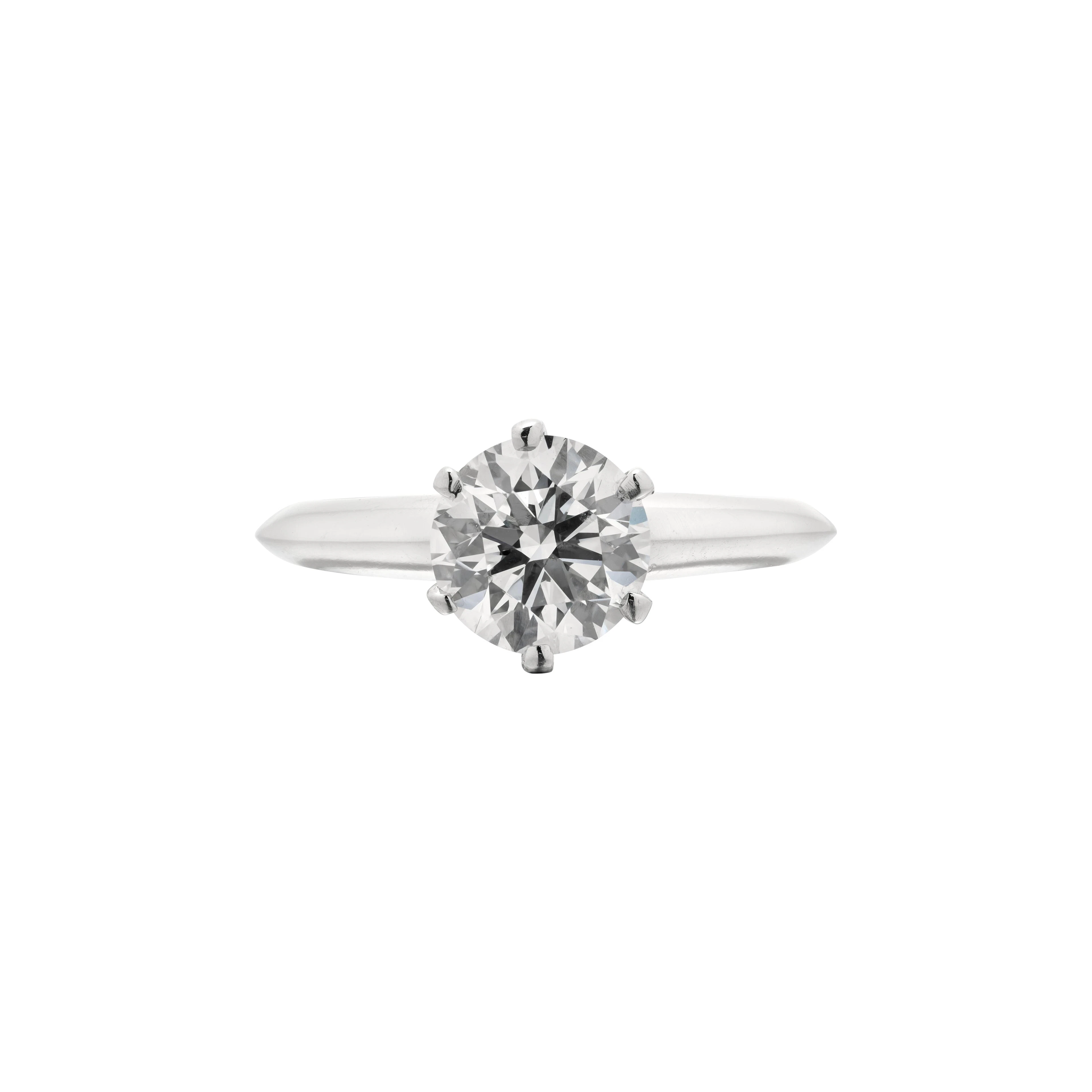 Platinum and 1.18ct Round Brilliant Cut Diamond Engagement Ring