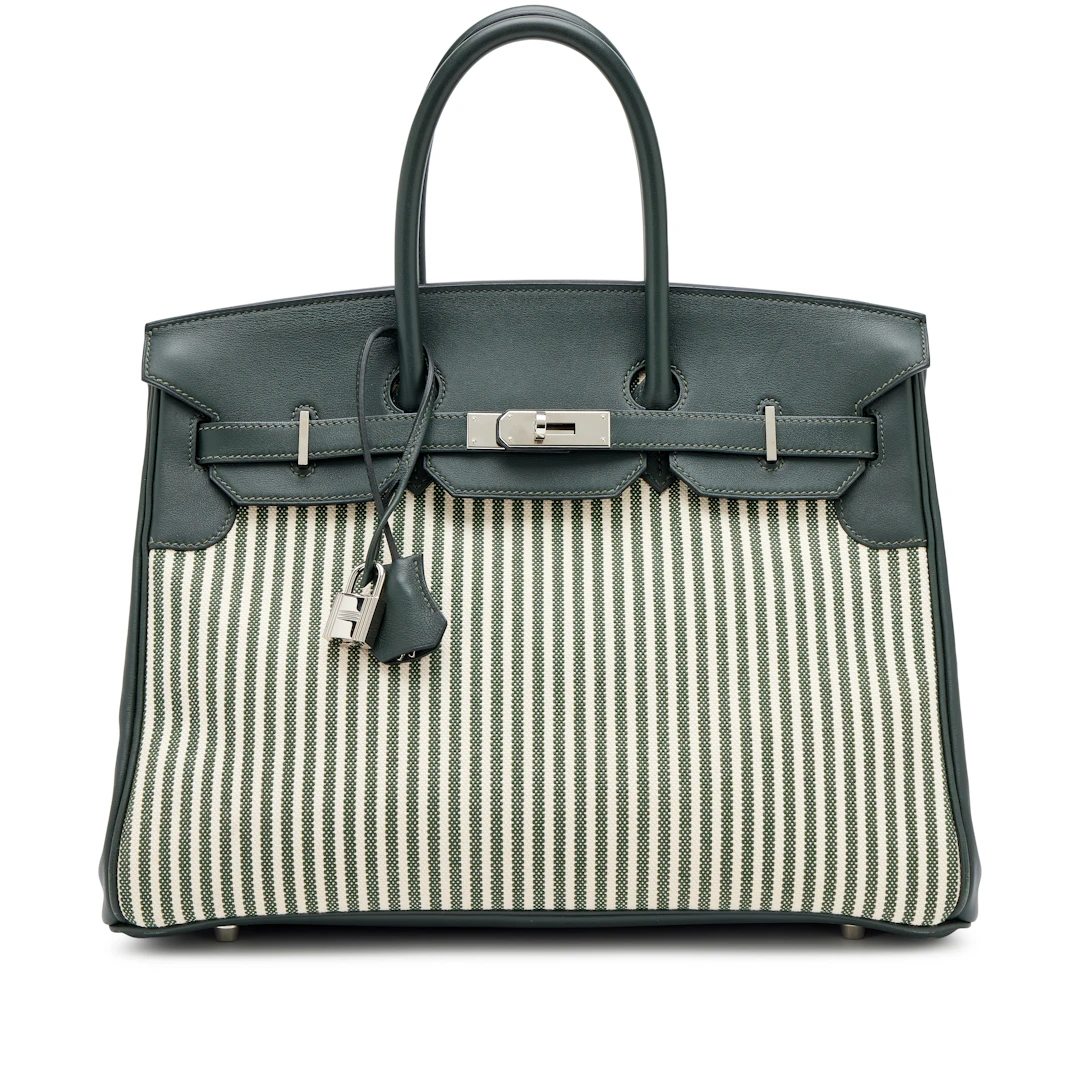 Limited Edition Vert Anglais Swift and Toile Riga Birkin 35 Palladium