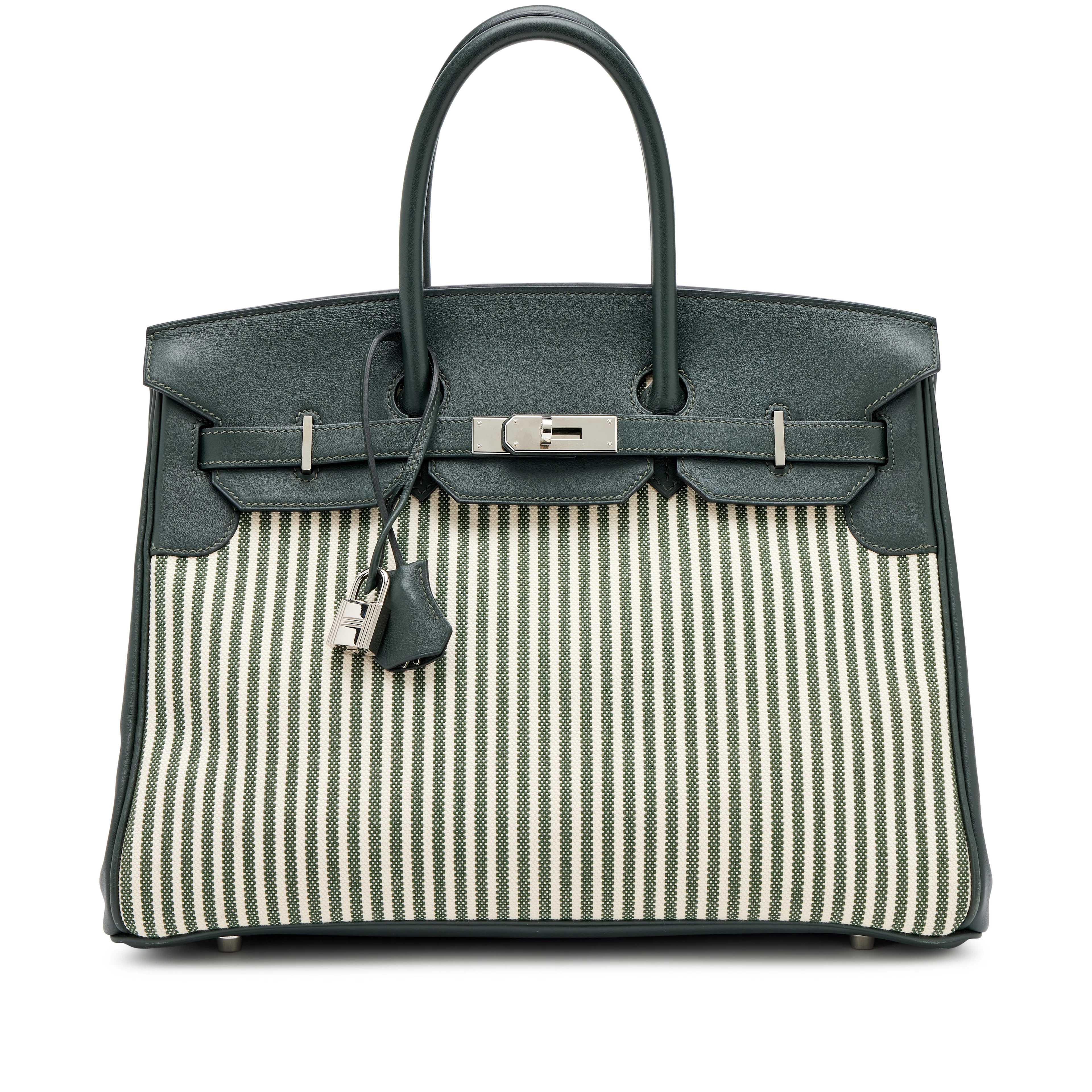 Limited Edition Vert Anglais Swift and Toile Riga Birkin 35 Palladium