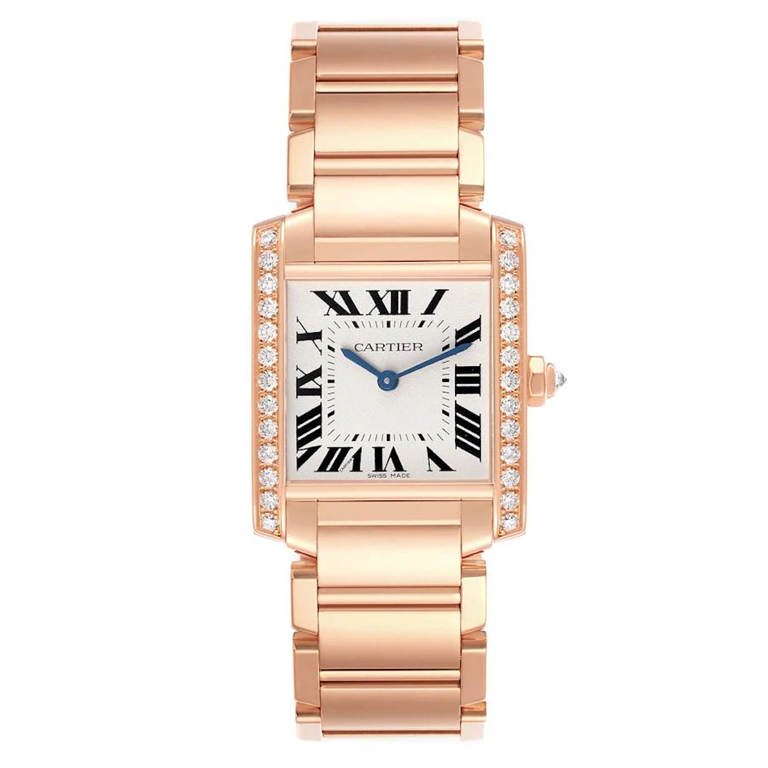 Tank Francaise Medium (Reference WJTA0023). A 30mm rose gold diamond-set
