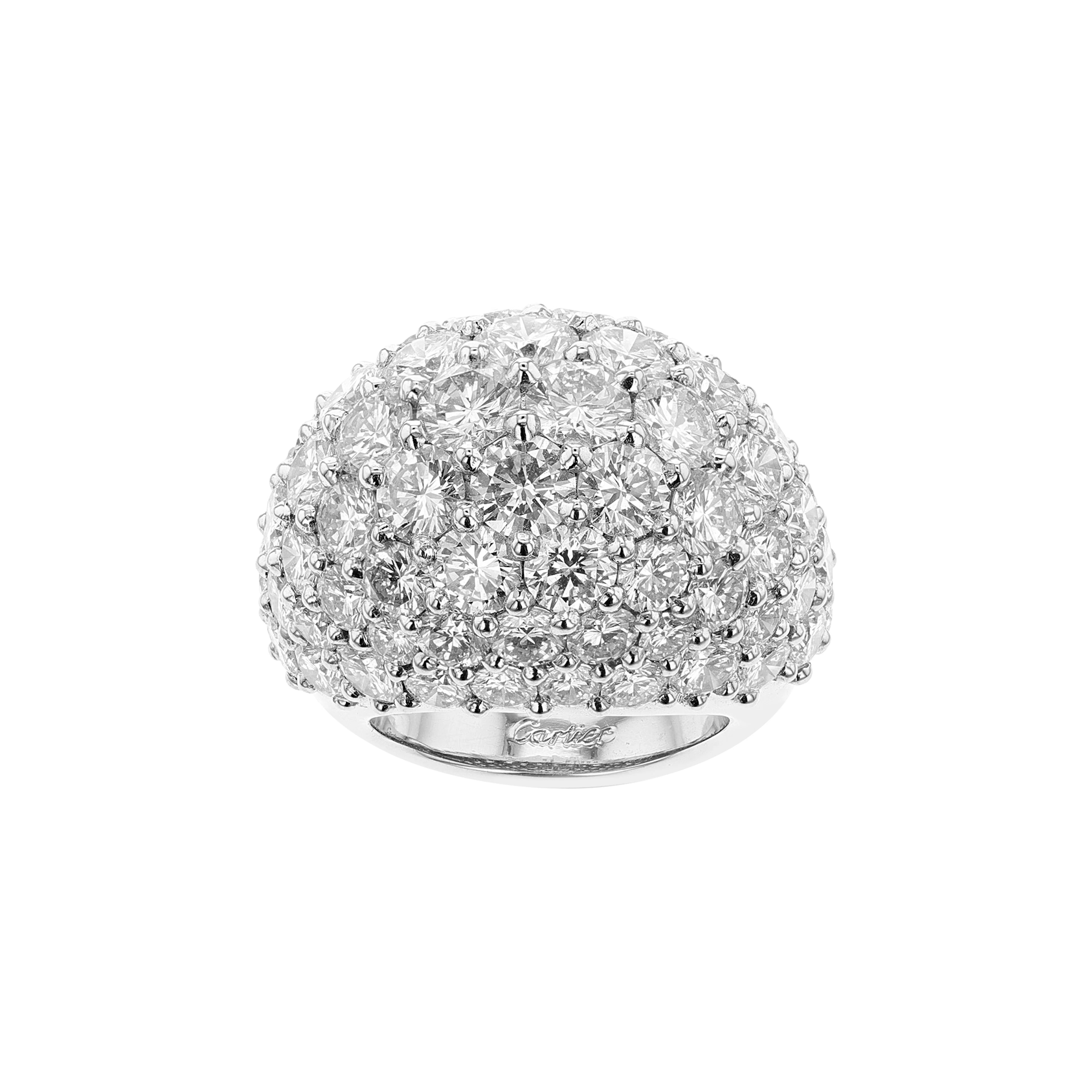 Platinum, White Gold and Diamond Bombé Ring