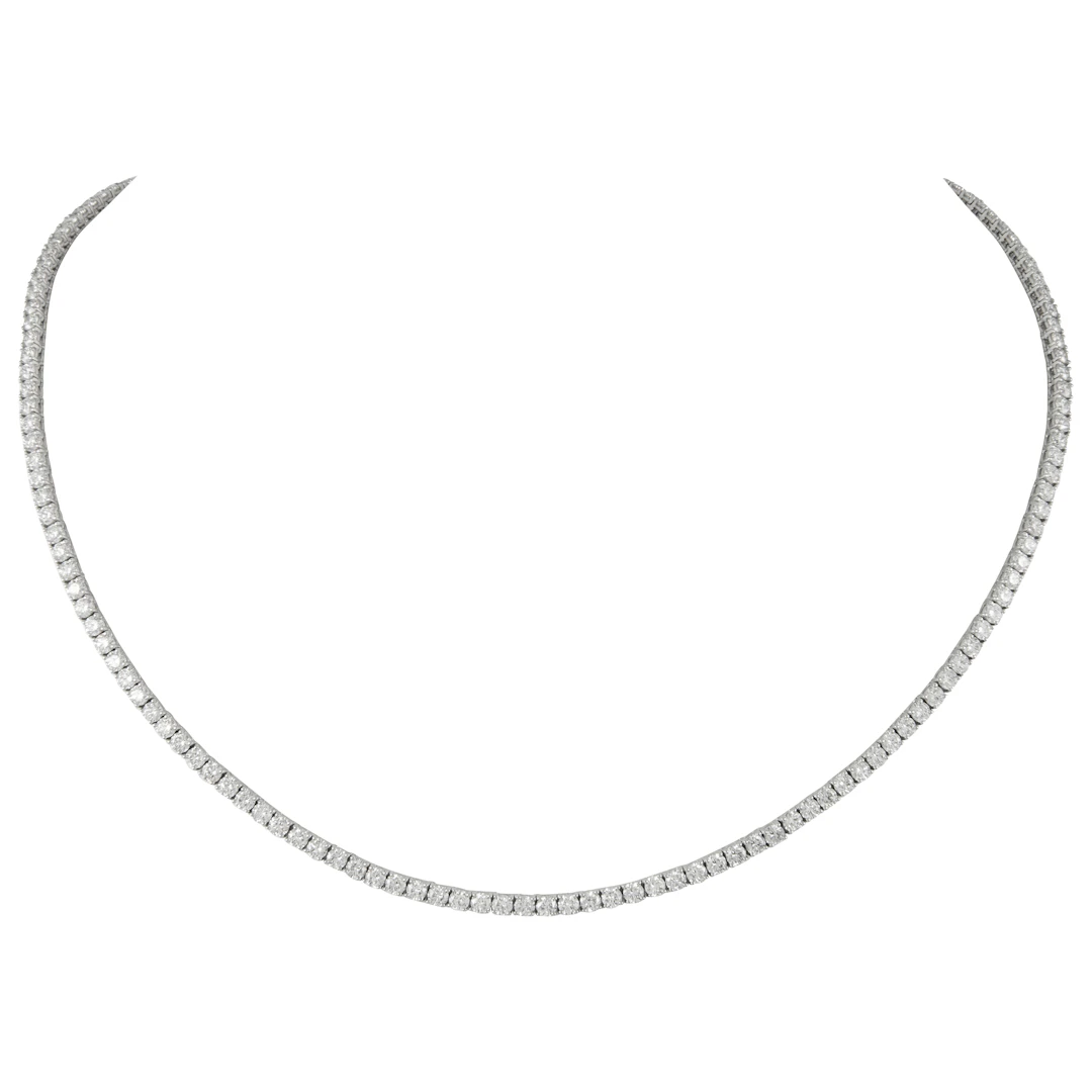 White Gold and 12.30ctw Round Brilliant Cut Diamond Tennis Necklace