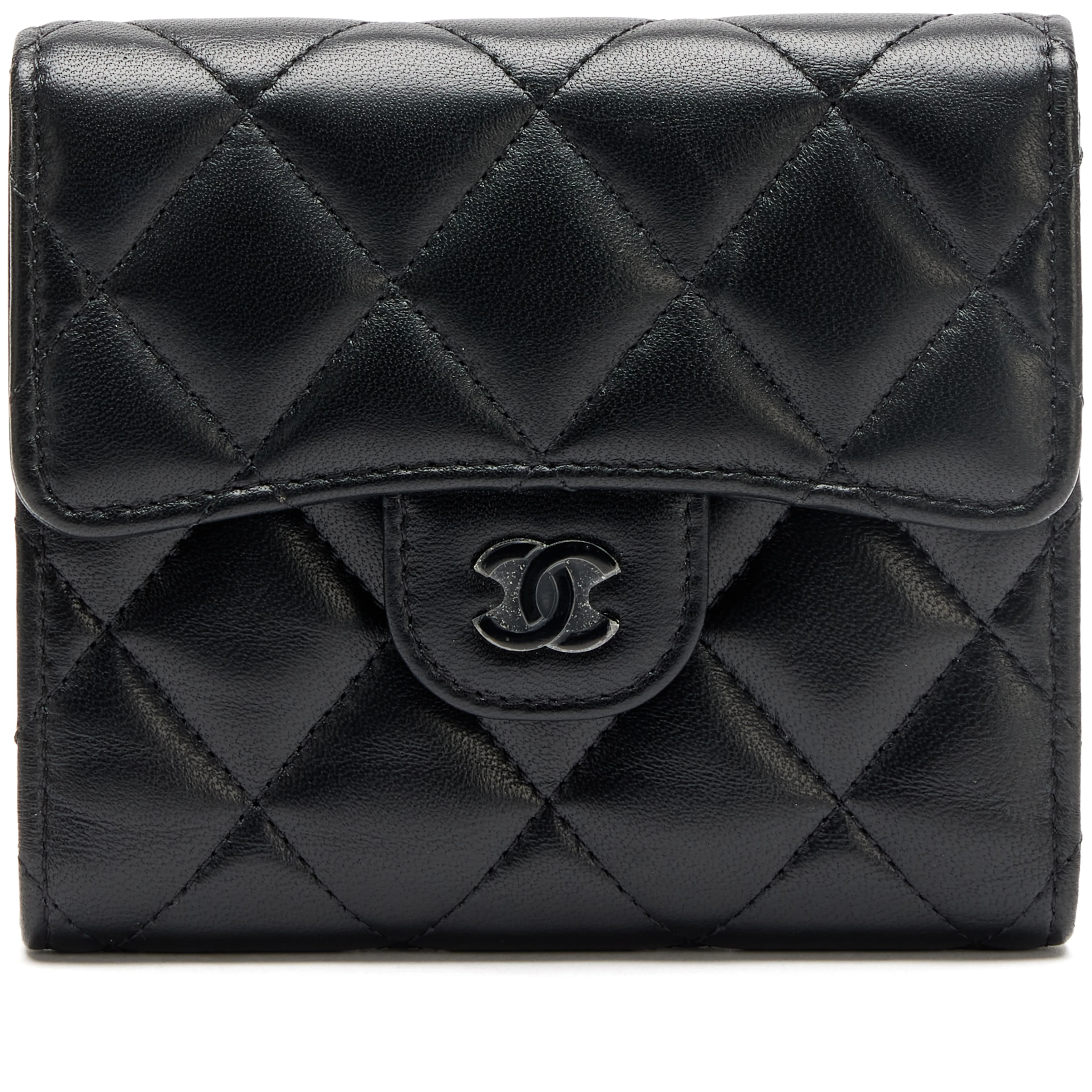 So Black Quilted Lambskin Classic Small Flap Wallet Black Hardware, 2021
