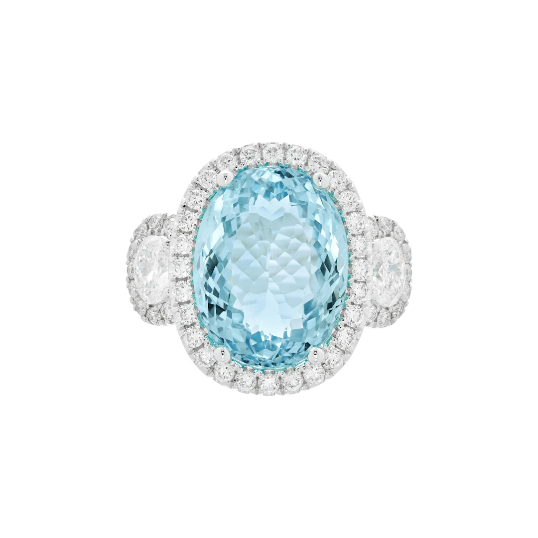 White Gold, 11.05ct Aquamarine and Diamond Ring