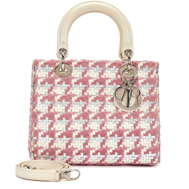 Pink, White and Silver Tweed Medium Lady Dior Silver Hardware, 2013
