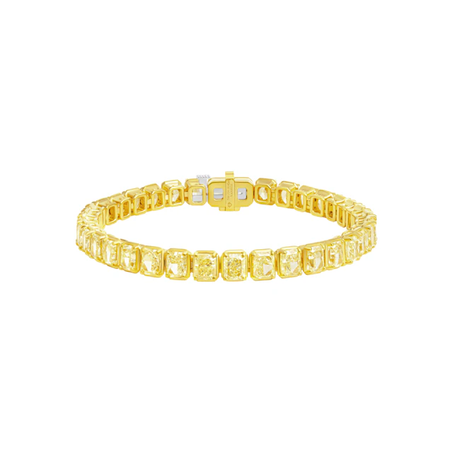 Gold and 18.40ctw Radiant Cut Yellow Diamond Tennis Bracelet