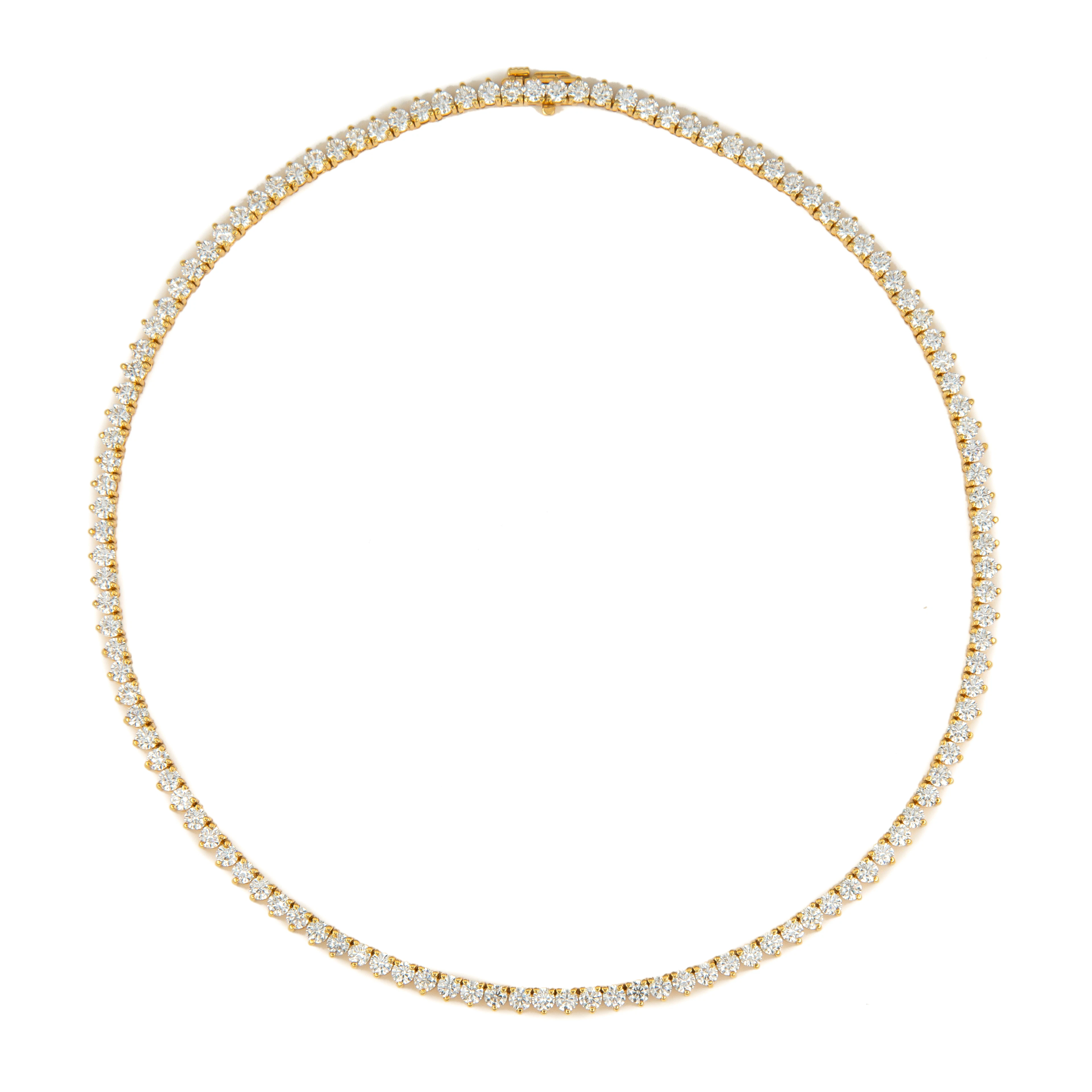 Gold and 16.25ctw Round Brilliant Cut Diamond Tennis Necklace