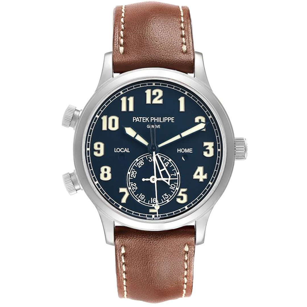 Calatrava Pilot Travel Time (Reference 5524G-001). A 42mm white gold