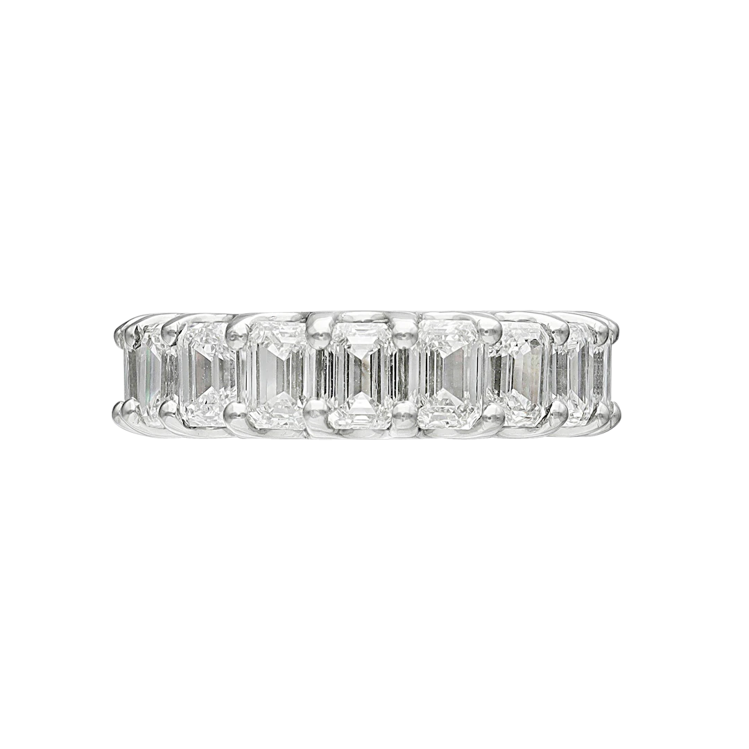 Platinum and 7.15ctw Emerald Cut Diamond Eternity Band Ring