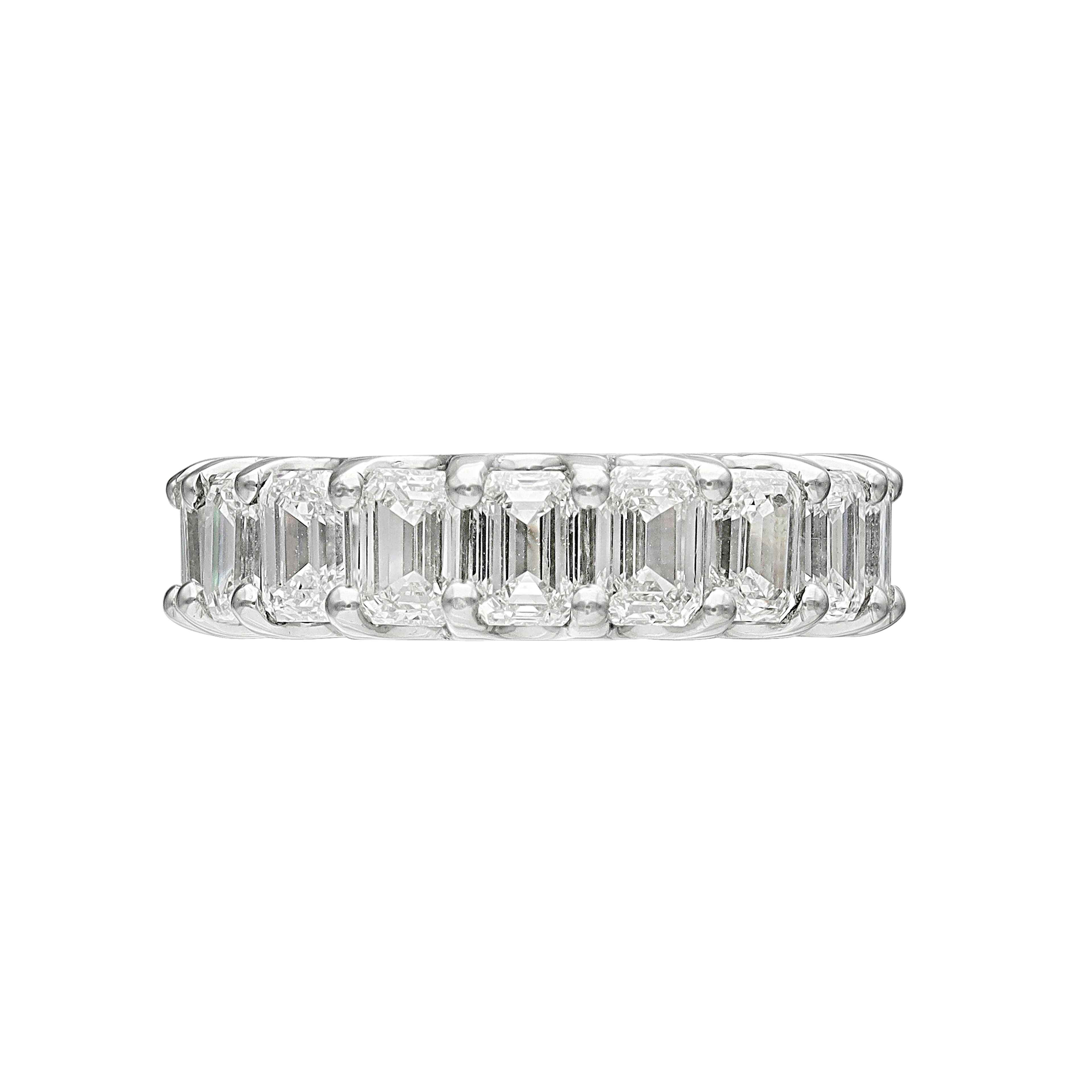 Platinum and 7.15ctw Emerald Cut Diamond Eternity Band Ring