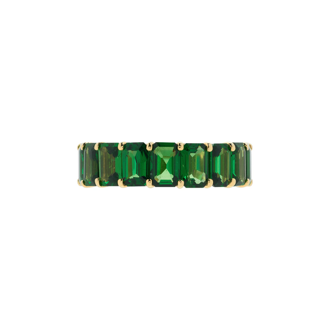 Gold and 9.55ctw Tsavorite Garnet Eternity Band Ring