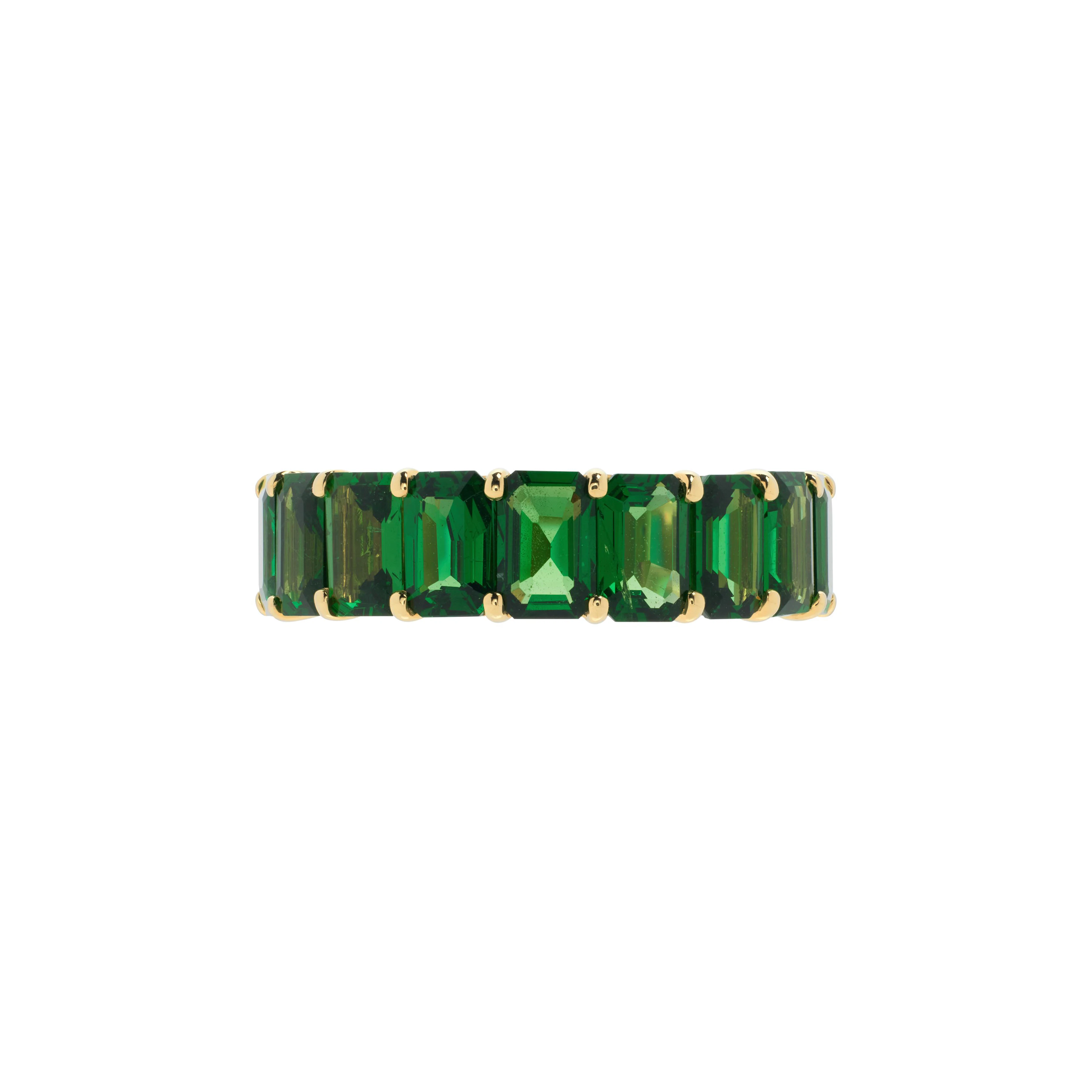 Gold and 9.55ctw Tsavorite Garnet Eternity Band Ring