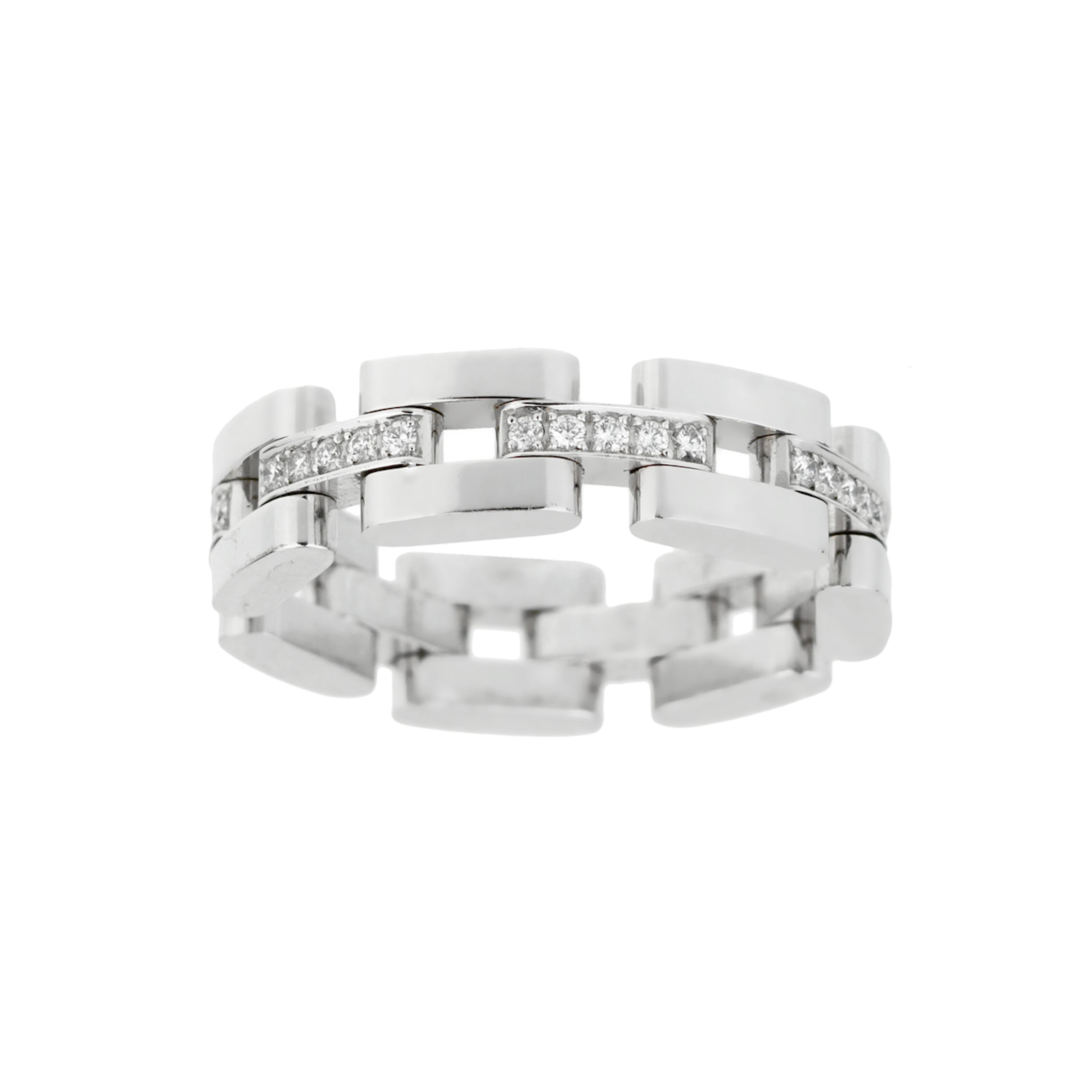 White Gold and Diamond Les Chaines 3 Row Ring