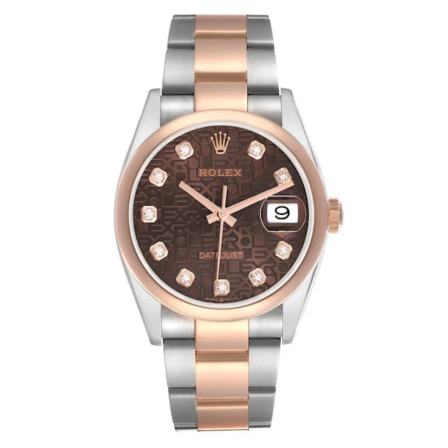 Datejust (Reference 126201). A 36mm rose gold stainless steel diamond
