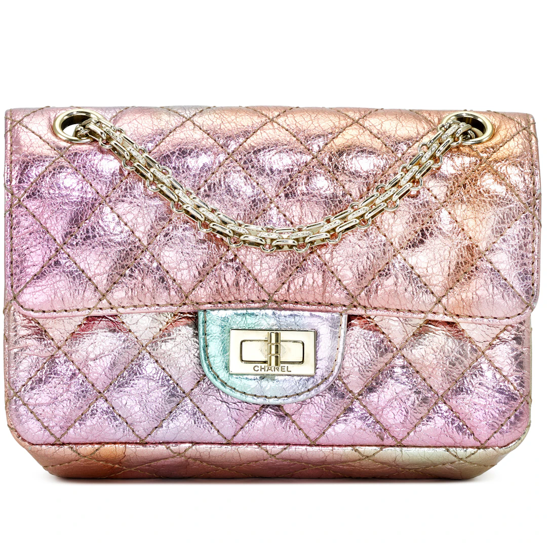 Rainbow Metallic Quilted Aged Calfskin Reissue 2.55 224 Single Flap