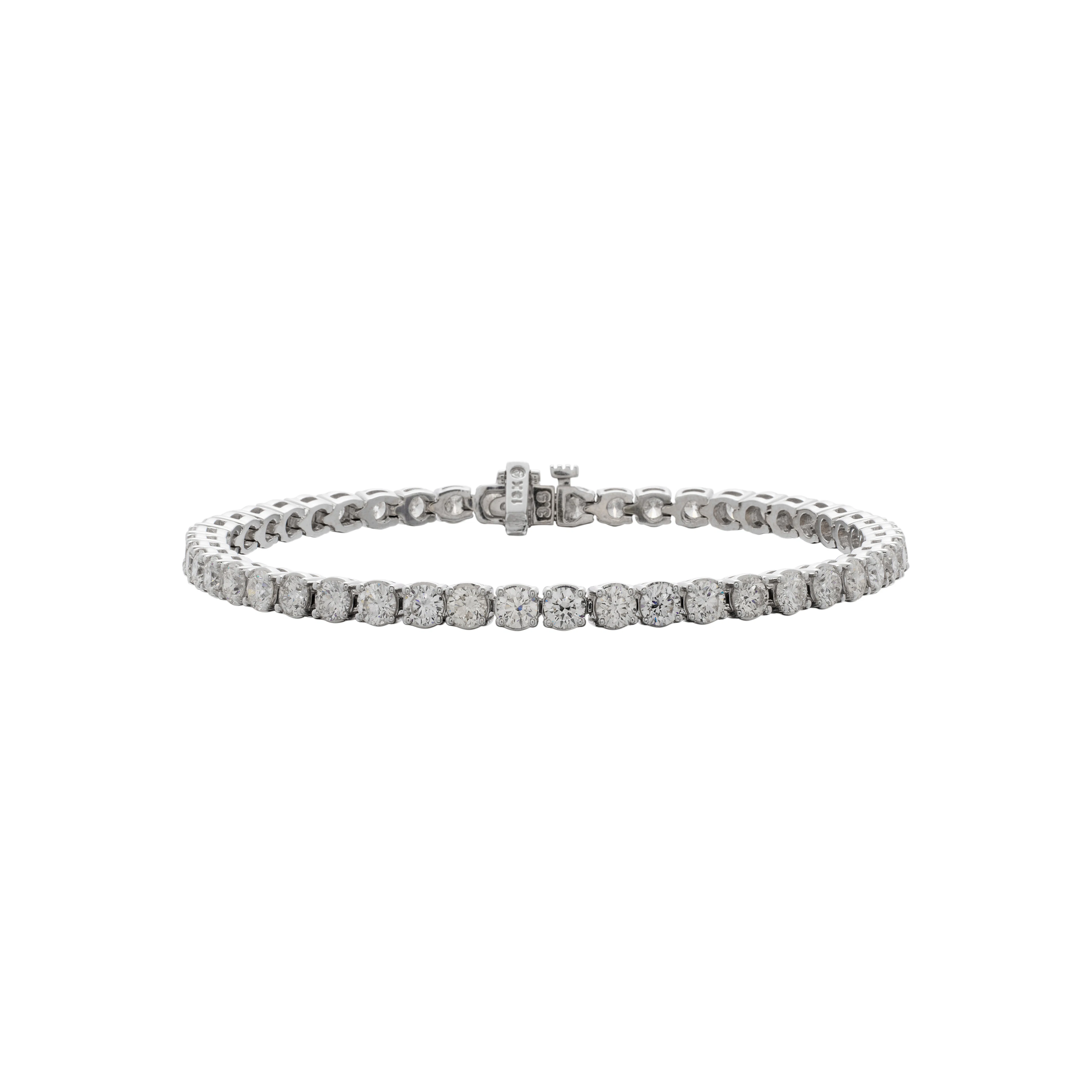 White Gold and 6.70ctw Round Brilliant Cut Diamond Tennis Bracelet