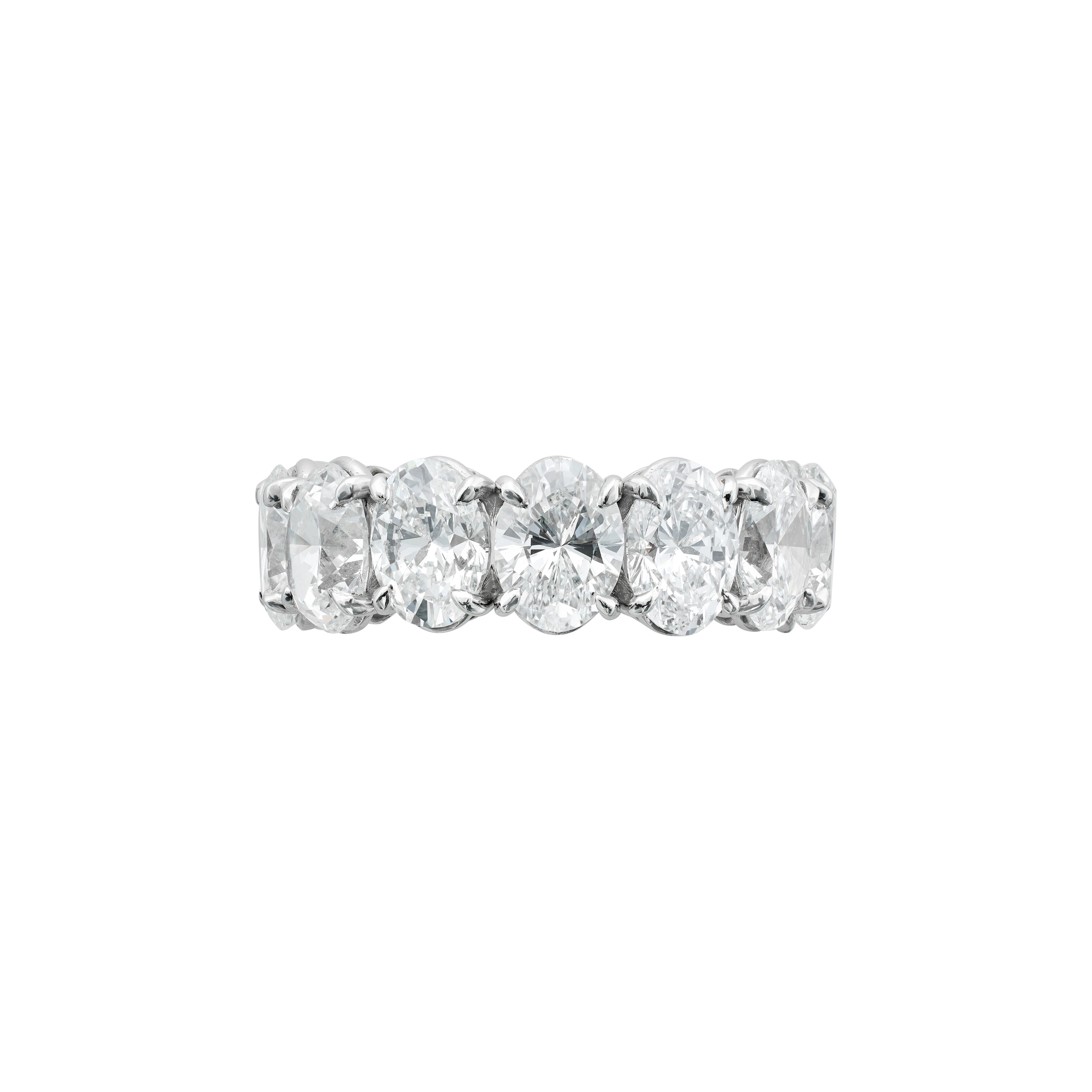 Platinum and 10.98ct Oval Cut Diamond Eternity Band Ring