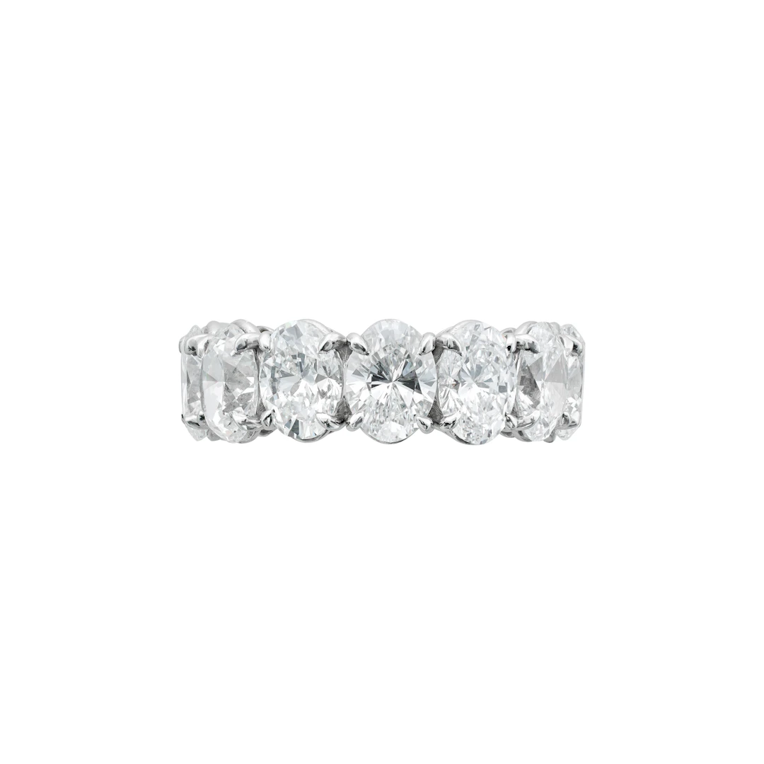 Platinum and 10.98ct Oval Cut Diamond Eternity Band Ring