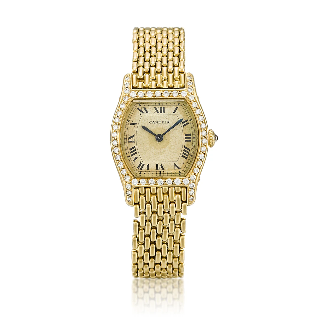 Tortue (Reference 96070). A 22.5mm yellow gold and diamond-set wristwatch. 1980