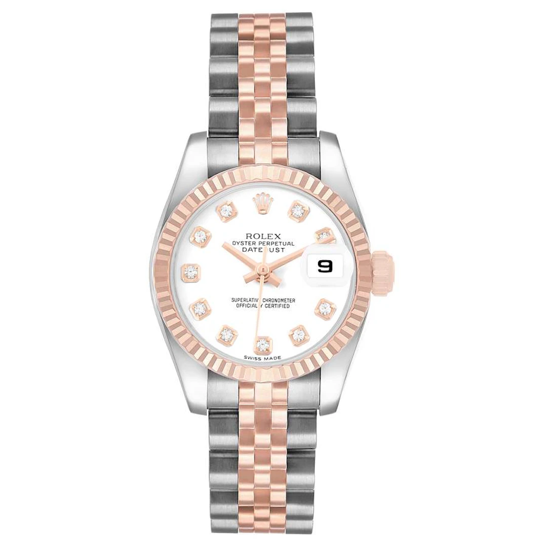 Datejust (Reference 179171). A 26mm rose gold stainless steel diamond-set