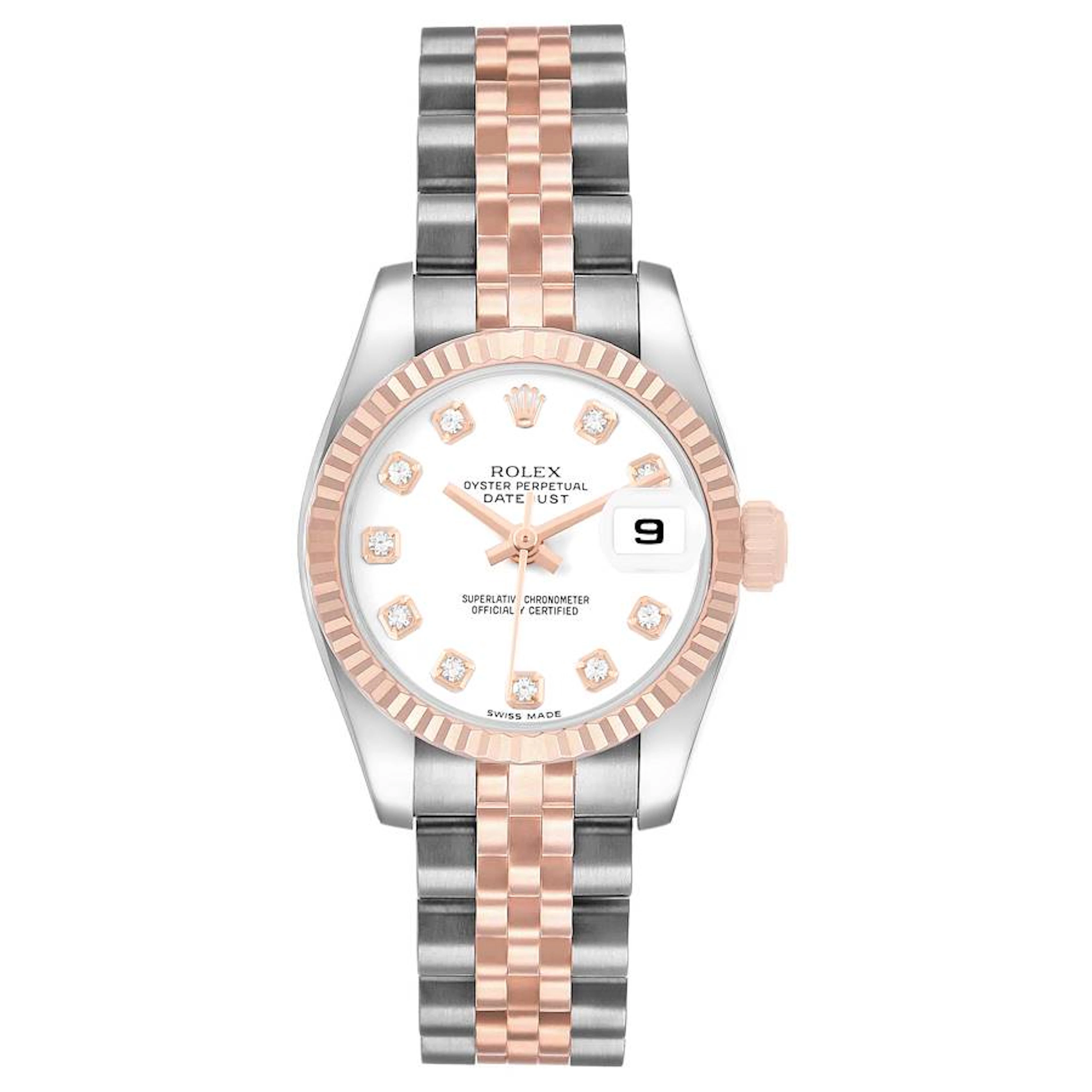 Datejust (Reference 179171). A 26mm rose gold stainless steel diamond-set